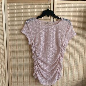 Intimates by Free People Pink Lace Ruched Blouse Size Large